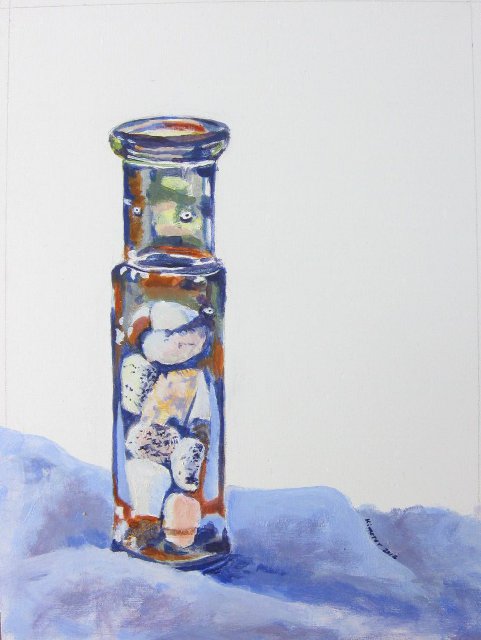 Old Bottle With Rocks