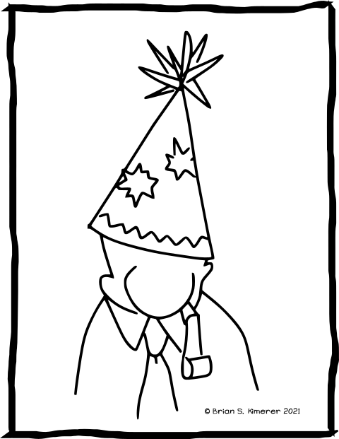 DG in very large party hat